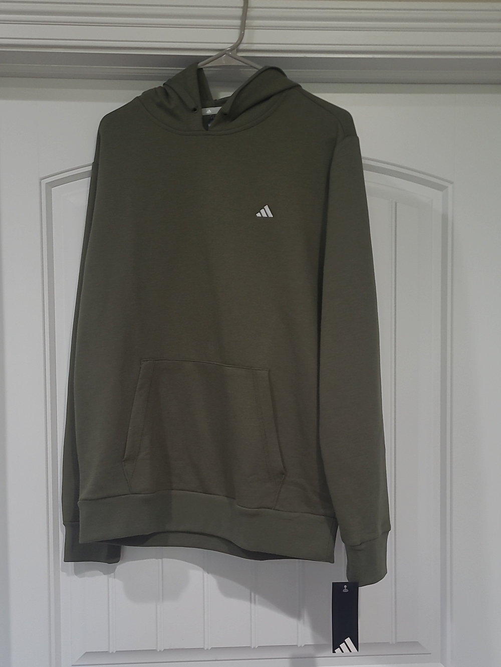 adidas Olive Green Pullover Hoodie with Small Logo